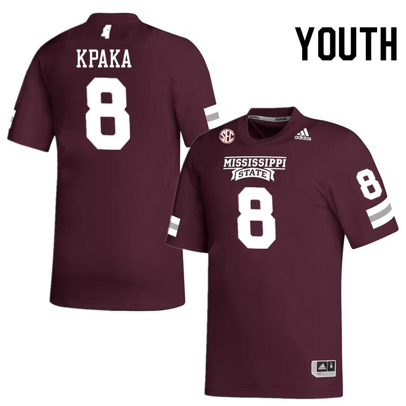 Youth #8 Sulaiman Kpaka Mississippi State Bulldogs College Football Jerseys Stitched-Maroon